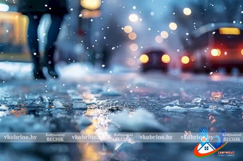 Осторожно, гололед - специалисты Кобринского ЗЦГиЭ призывают пешеходов быть внимательными